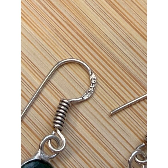 Sterling Silver Green Crystal Drop Earrings - Picture 3 of 7